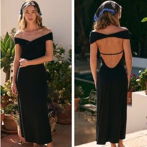 Free People Elegant Black Midi Dress